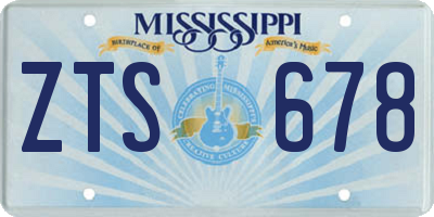 MS license plate ZTS678