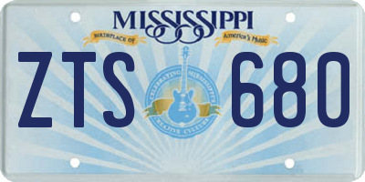 MS license plate ZTS680