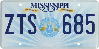 MS license plate ZTS685