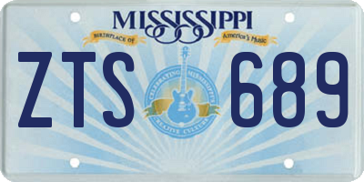 MS license plate ZTS689