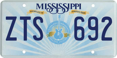 MS license plate ZTS692
