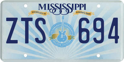 MS license plate ZTS694