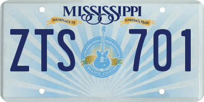 MS license plate ZTS701