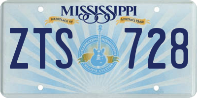MS license plate ZTS728