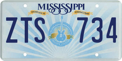 MS license plate ZTS734