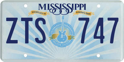 MS license plate ZTS747
