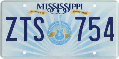 MS license plate ZTS754