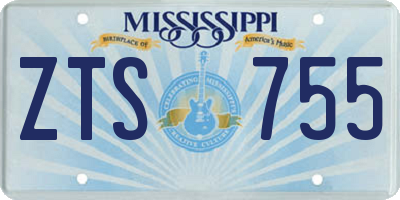 MS license plate ZTS755