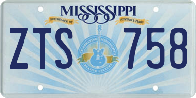 MS license plate ZTS758