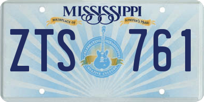 MS license plate ZTS761