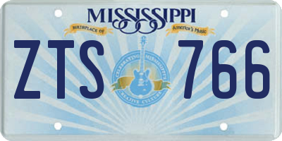 MS license plate ZTS766