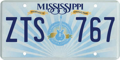 MS license plate ZTS767
