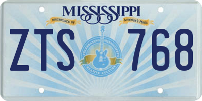 MS license plate ZTS768