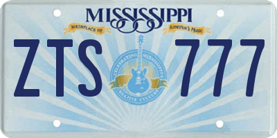 MS license plate ZTS777
