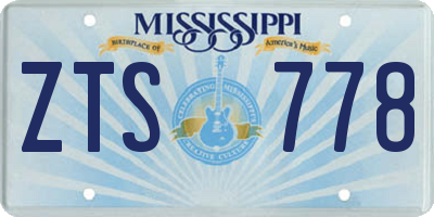 MS license plate ZTS778
