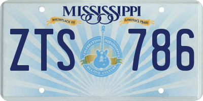 MS license plate ZTS786