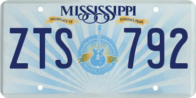 MS license plate ZTS792