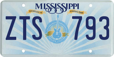 MS license plate ZTS793
