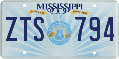 MS license plate ZTS794