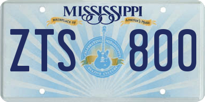 MS license plate ZTS800