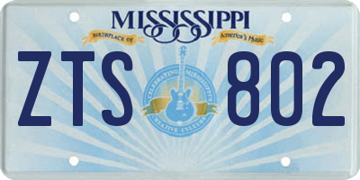 MS license plate ZTS802