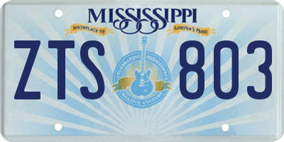 MS license plate ZTS803