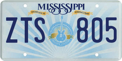 MS license plate ZTS805