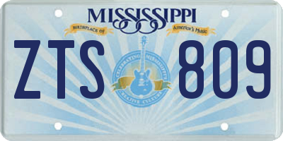 MS license plate ZTS809