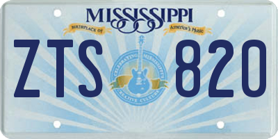 MS license plate ZTS820