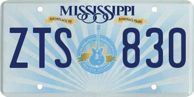 MS license plate ZTS830