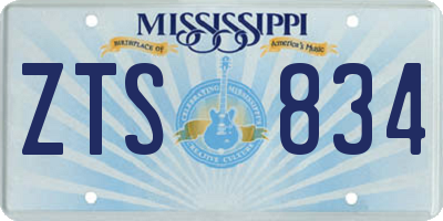 MS license plate ZTS834