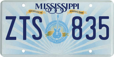 MS license plate ZTS835