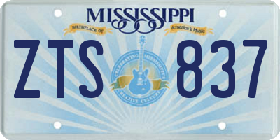 MS license plate ZTS837