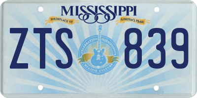 MS license plate ZTS839