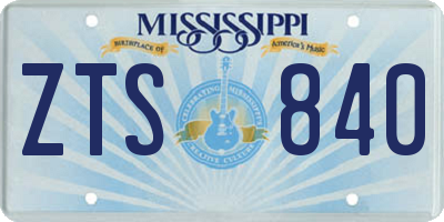 MS license plate ZTS840