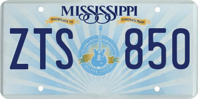 MS license plate ZTS850