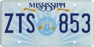 MS license plate ZTS853