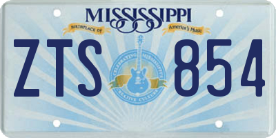 MS license plate ZTS854