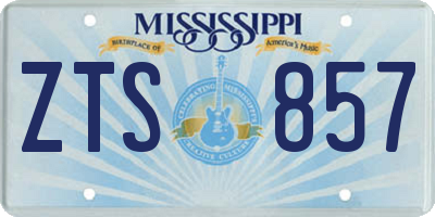 MS license plate ZTS857