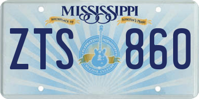 MS license plate ZTS860