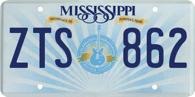 MS license plate ZTS862