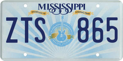 MS license plate ZTS865