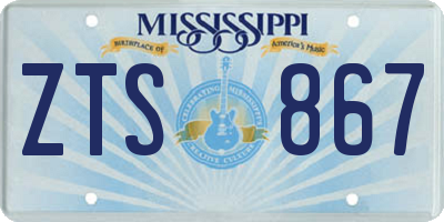 MS license plate ZTS867