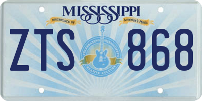 MS license plate ZTS868