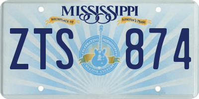 MS license plate ZTS874
