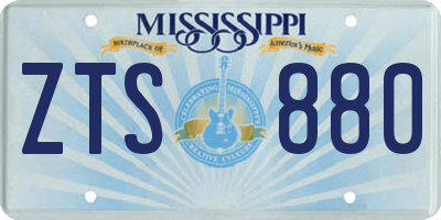 MS license plate ZTS880