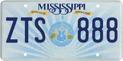 MS license plate ZTS888