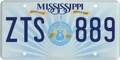 MS license plate ZTS889