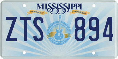 MS license plate ZTS894