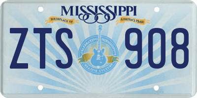 MS license plate ZTS908